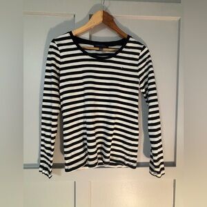 Tommy Hilfiger Black and White Striped Long Sleeve Top